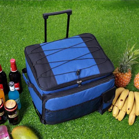 TRAVEL TALE Large Rolling Trolley Insulated Cooler Picnic Bag Wheel Thermal Ice Picnic Bag-in ...