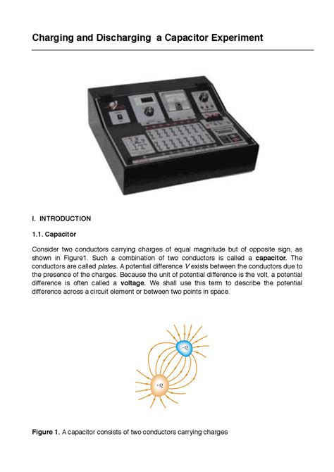 Charging and Discharging a Capacitor Experiment | Lecture notes Law ...