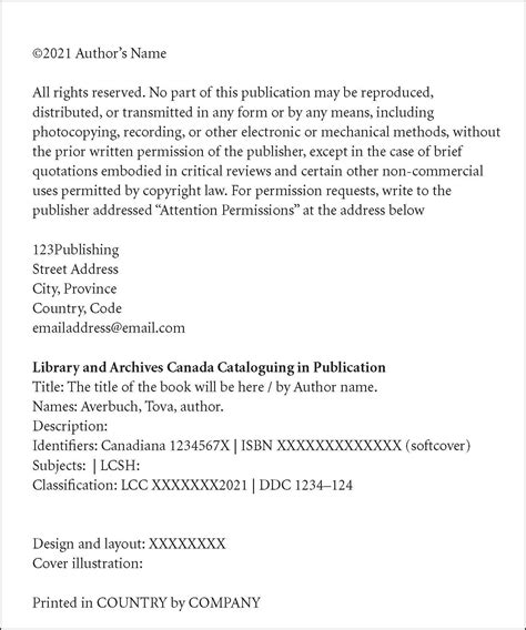 What goes on the copyright page? — self-publish.ca