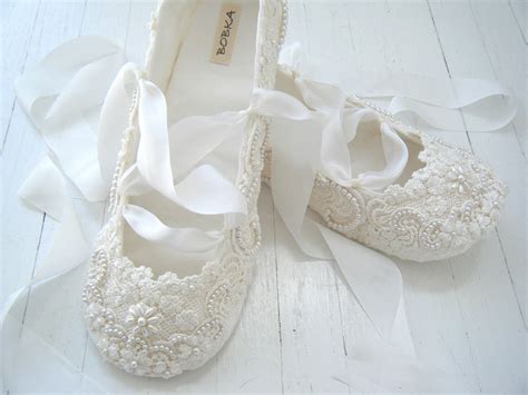 Ivory Ballet Flats Wedding Shoes Bridal Ballet Flats by BobkaBaby