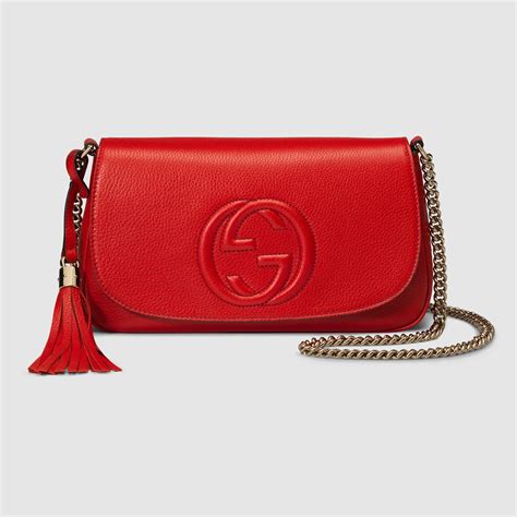 Lyst - Gucci Soho Leather Shoulder Bag in Red