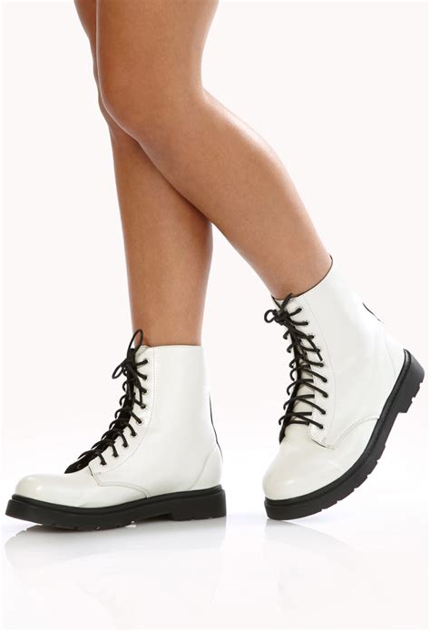 Lyst - Forever 21 Sleek Combat Boots in White