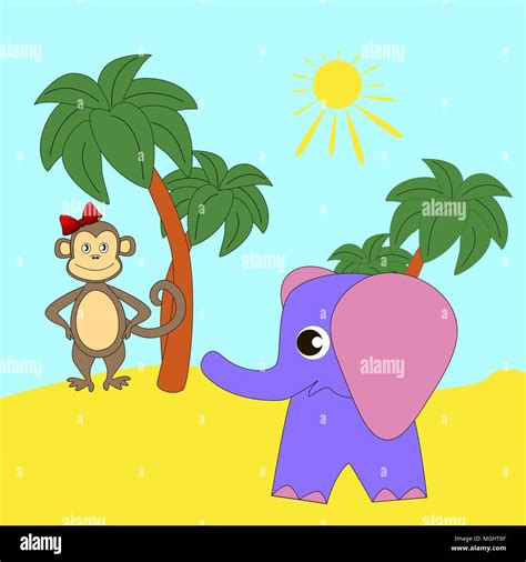 Cartoon baby elephant and monkey Stock Vector Image & Art - Alamy