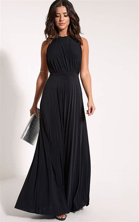 Lorelei Black Halterneck Pleated Maxi Dress (com imagens) | Vestidos, Madrinha de preto, Looks ...