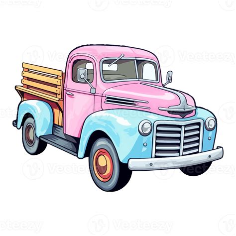 Colorful Old Farm Truck pop art style, Old Farm Truck Sticker, pastel ...