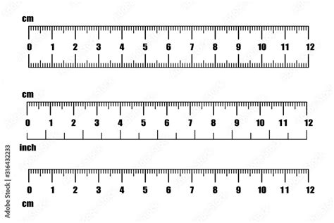 Inch And Metric Rulers Centimeters And Inches Measuring Scale Cm Metrics Indicator Precision ...
