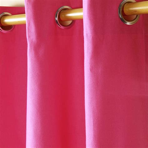 Cotton Plain Hot Pink Ready Made Eyelet Curtain Pair