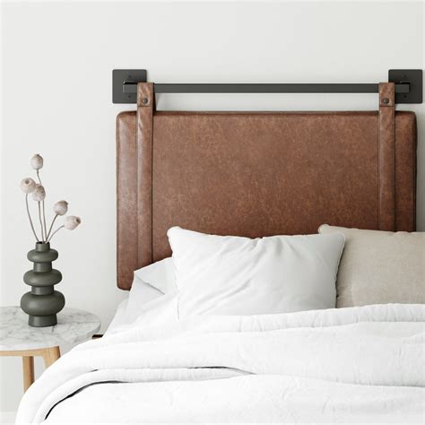 Nathan James Harlow Twin Wall Mount Headboard, Faux Leather Upholstered Headboard, Adjustable ...