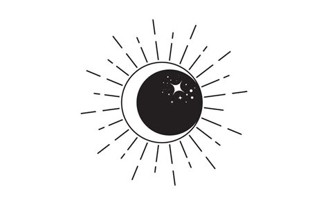 clipart de arte de línea vintage de sol y luna. esbozar el logotipo del sol, el tatuaje de la ...