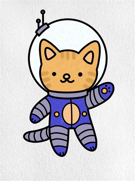 Astronaut Cat Drawing - HelloArtsy