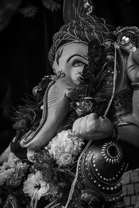 Download Black And White God Ganesh Statue Wallpaper | Wallpapers.com