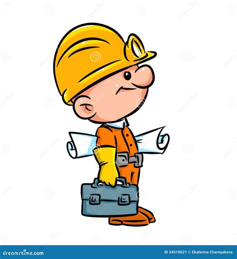 Funny Builder Illustration Cartoon Stock Illustration - Image: 34510621