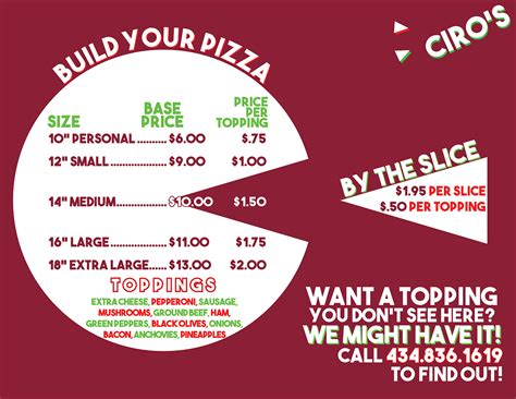 Ciro's Pizza Menu on Behance