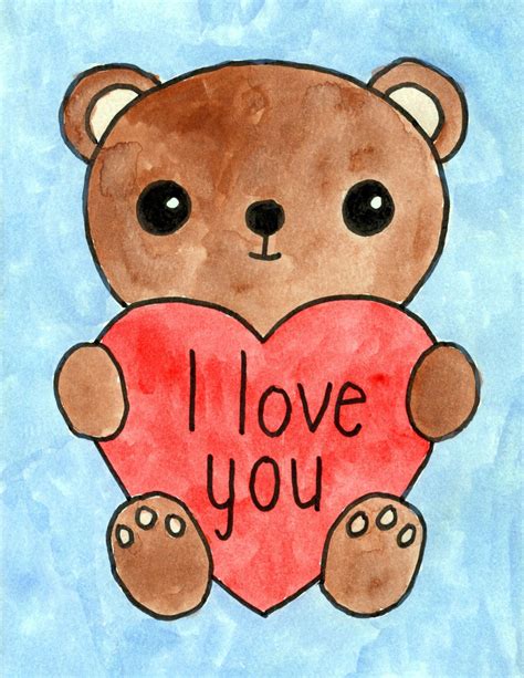 Draw a Teddy Bear with a Heart · Art Projects for Kids