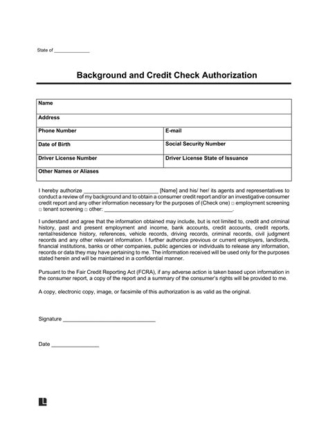 Free Tenant Background Check Authorization Form | PDF & Word