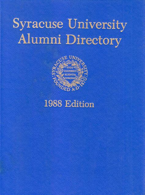 Syracuse University Alumni Directory 1988 Edition by Syracuse ...