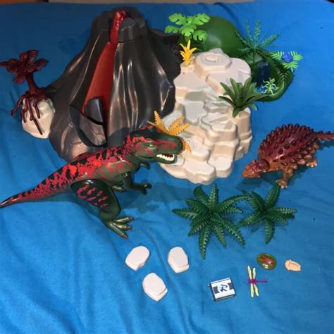 PLAYMOBIL DINOS VOLCANO with T-Rex Dinosaur & Ankylosaurus Set (5230) £ ...