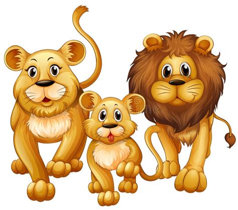 Lion on Family with Cute Cub Stock Vector - Illustration of clipart ...