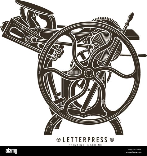 Letterpress printing machine vector illustration. Vintage print logo design Stock Vector Image ...