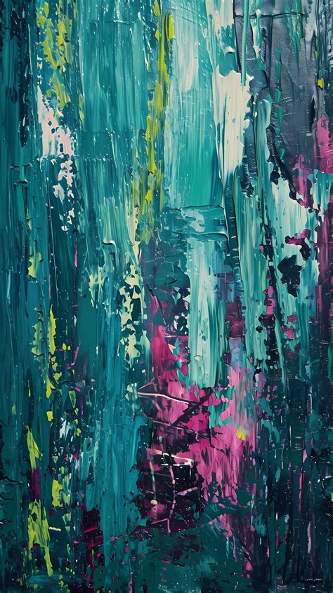 abstract art, green palette knife painting, textured acrylic painting, modern art, colorful ...