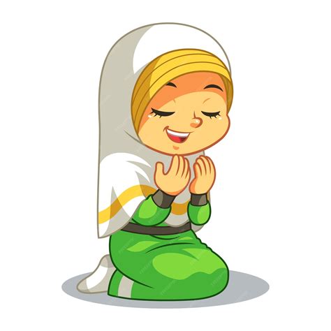 Premium Vector | Moslem girl praying dua