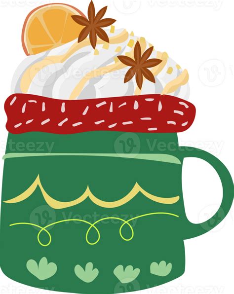 Christmas mug with drink illustration on transparent background. 35589192 PNG