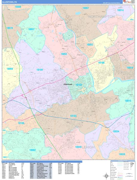 Allentown Pennsylvania Zip Code Maps - Color Cast