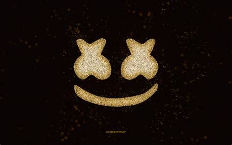 Download wallpapers Marshmello glitter logo, black background ...