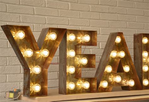 Large Rusted Metal Letters Light up Led Lights for Bar or - Etsy ...