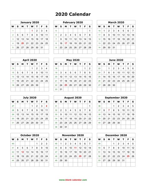 Free Printable 12 Month Calendar 2020 | Qualads