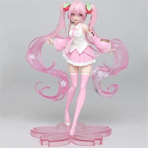 Collectables 1PC Anime Hatsune Miku Pink Sakura Miku Statue Figure Model Toy Mini lskn Exquis ...