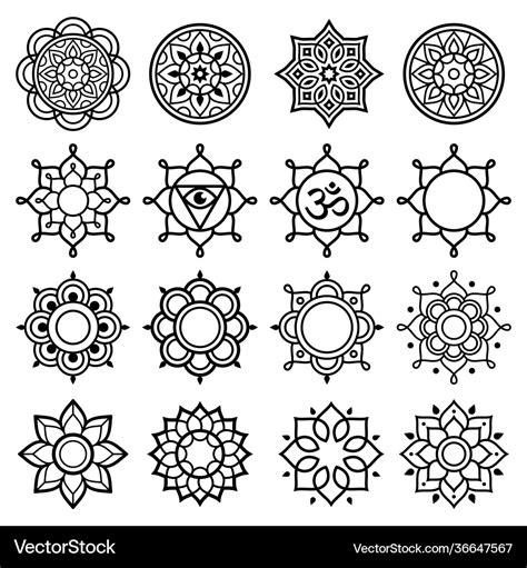 Mandala geometric symbols simple design Royalty Free Vector