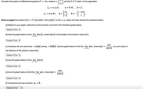 Consider the system of differential equations | Chegg.com