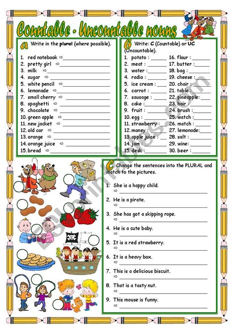 Countable Or Uncountable Noun English Esl Worksheets For Distance - Riset