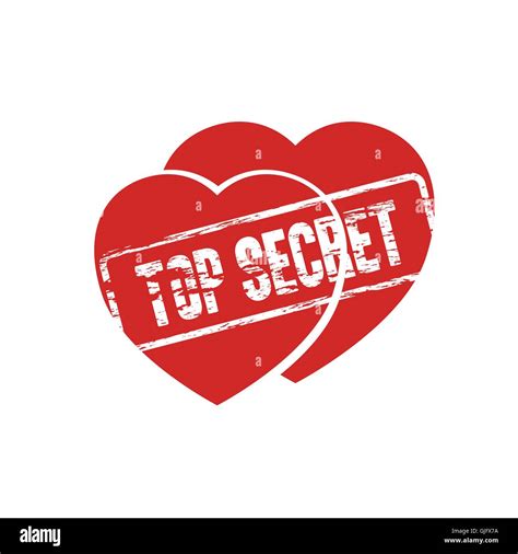 two hearts top secret stamp as secret love symbol abstract vector illustration Stock Vector ...