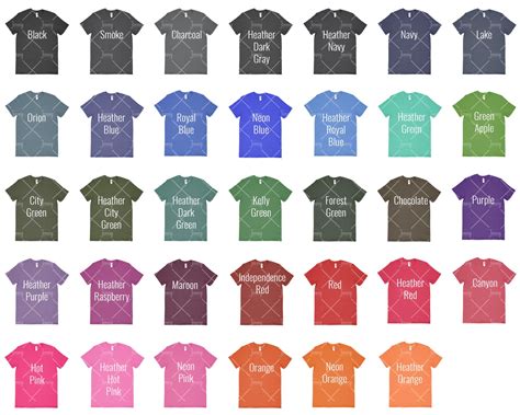 Anvil 980 Color Chart Mockup Anvil Mockup Every Color - Etsy