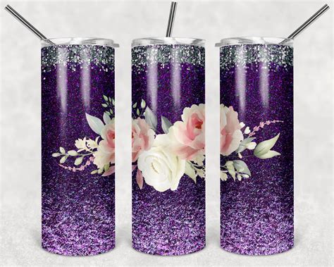 Pink Floral Tumbler Wrap sublimation designs Downloads Violet | Etsy