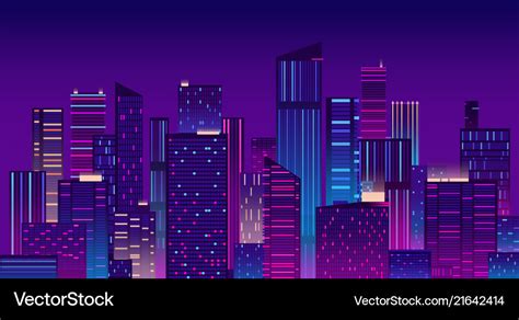 Night city colorful new york urban background Vector Image