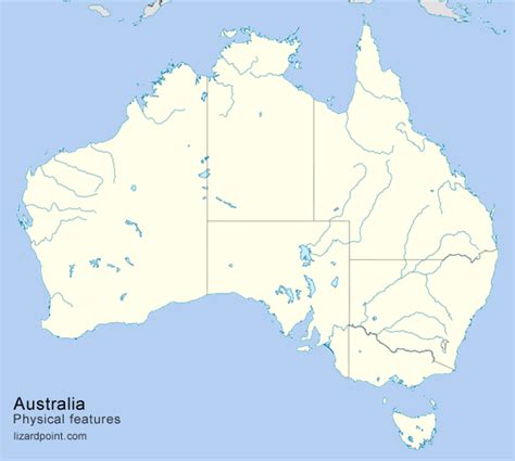 Physical Features Map Of Australia | Cities And Towns Map