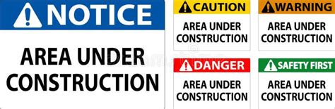 Caution Sign Area Under Construction Stock Vector - Illustration of hazard, construction: 298068792