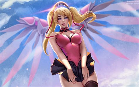 Download wallpaper 1280x800 hot, pink wings, mercy, overwatch, art ...