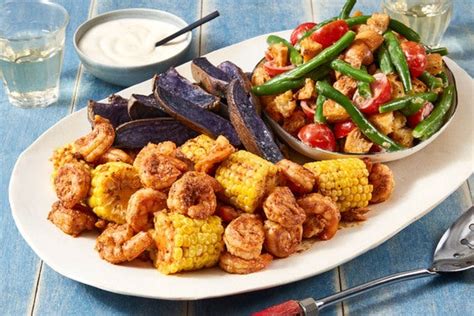 Recipe: Garlic-Butter Shrimp & Corn with Green Bean Salad & Roasted ...