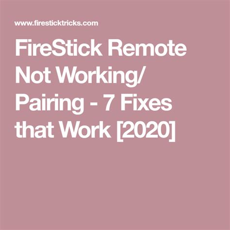 FireStick Remote Not Working/ Pairing - 7 Fixes that Work [2020] Amazon Fire Stick, Amazon Fire ...