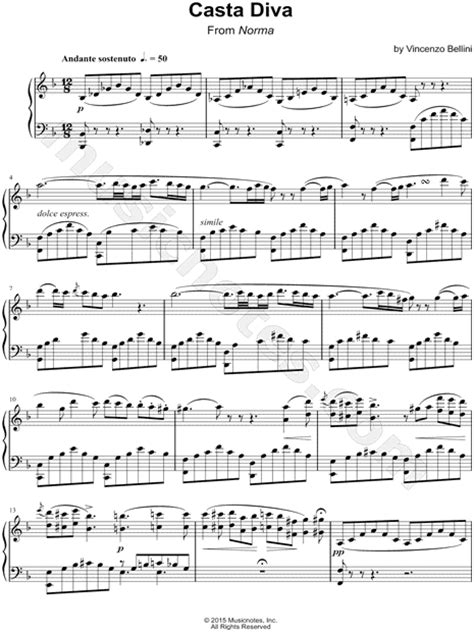 "Casta Diva" from 'Norma' Sheet Music (Piano Solo) in F Major - Download & Print - SKU: MN0159680