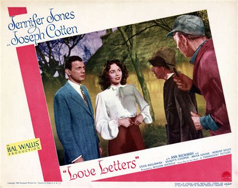 Love Letters 1945 Lobby Card Joseph Cotton Jennifer Jones | Jennifer ...