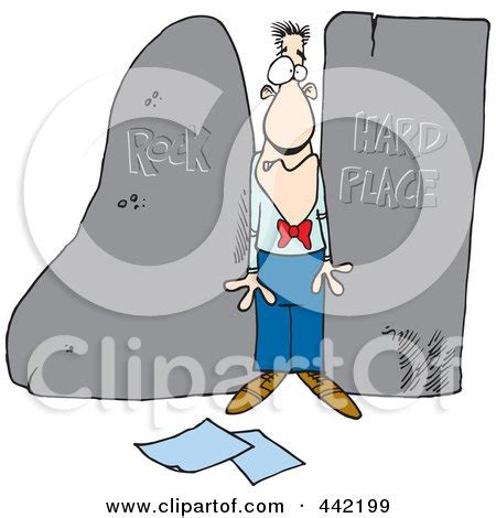 Royalty-Free (RF) Clip Art Illustration of a Cartoon Man Stuck Between ...