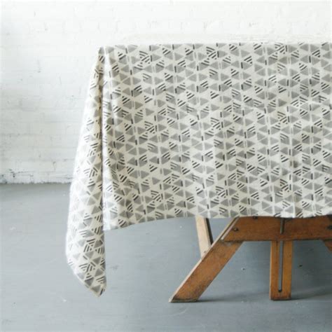 Cotton Block Print Tablecloth Grey Triangle Geometric | Table cloth, Ikat design, Cotton tablecloths