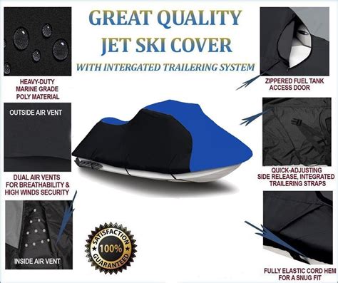 Buy Black/Blue Heavy-Duty Cover Compatible for Sea Doo Sea-Doo GTX 3 ...