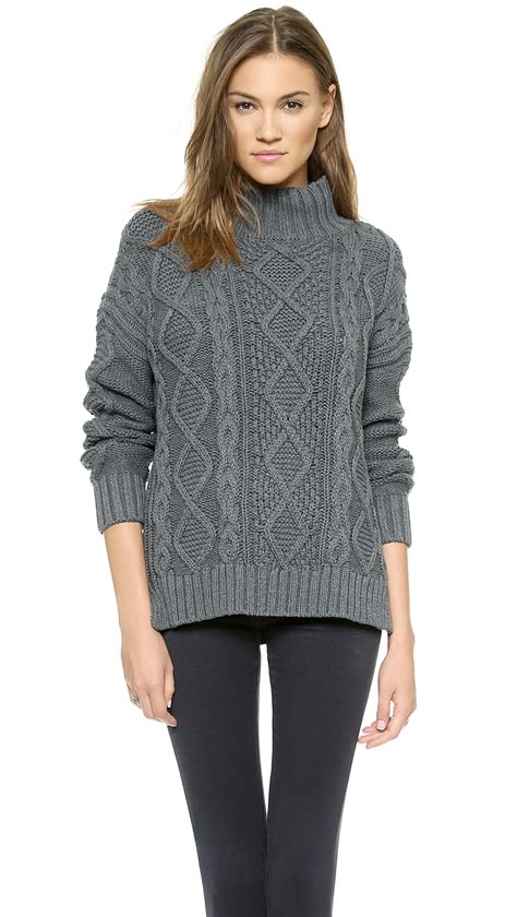 525 america Xo Cable Knit Sweater - Dark Heather Grey in Gray | Lyst