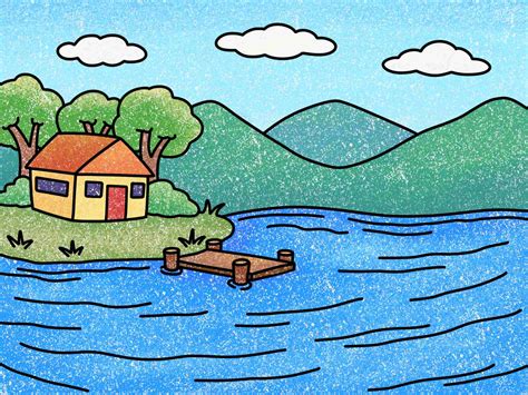 Easy Lake House Drawing - HelloArtsy